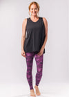 Purple camouflage athletic leggings with pockets