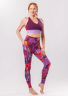 Multi-colored floral athletic leggings with pockets