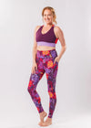 Multi-colored floral athletic leggings with pockets