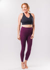 Maroon athletic leggings with pockets