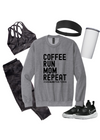 SRTT Coffee, Run, Mom, Repeat Grey Crewneck Sweatshirt