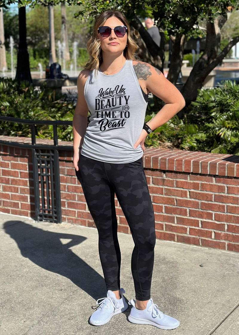 Wake Up Beauty It's Time To Beast Triblend Tank Top