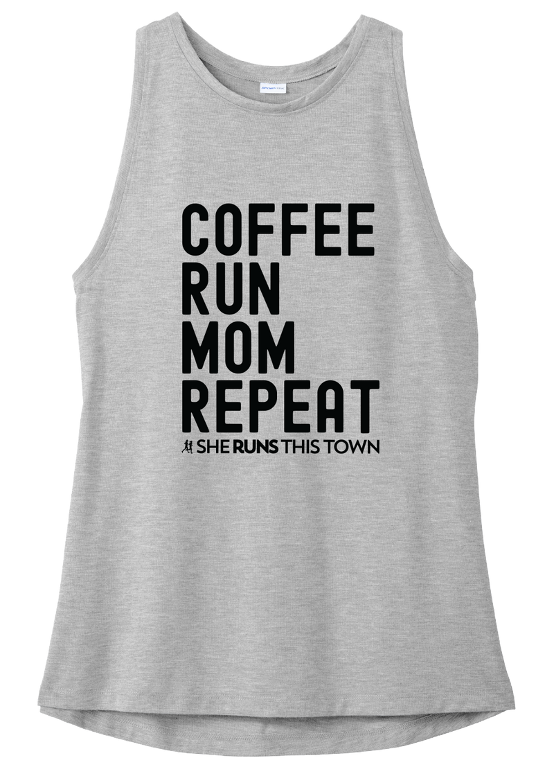 SRTT Coffee, Run, Mom, Repeat Grey Tank