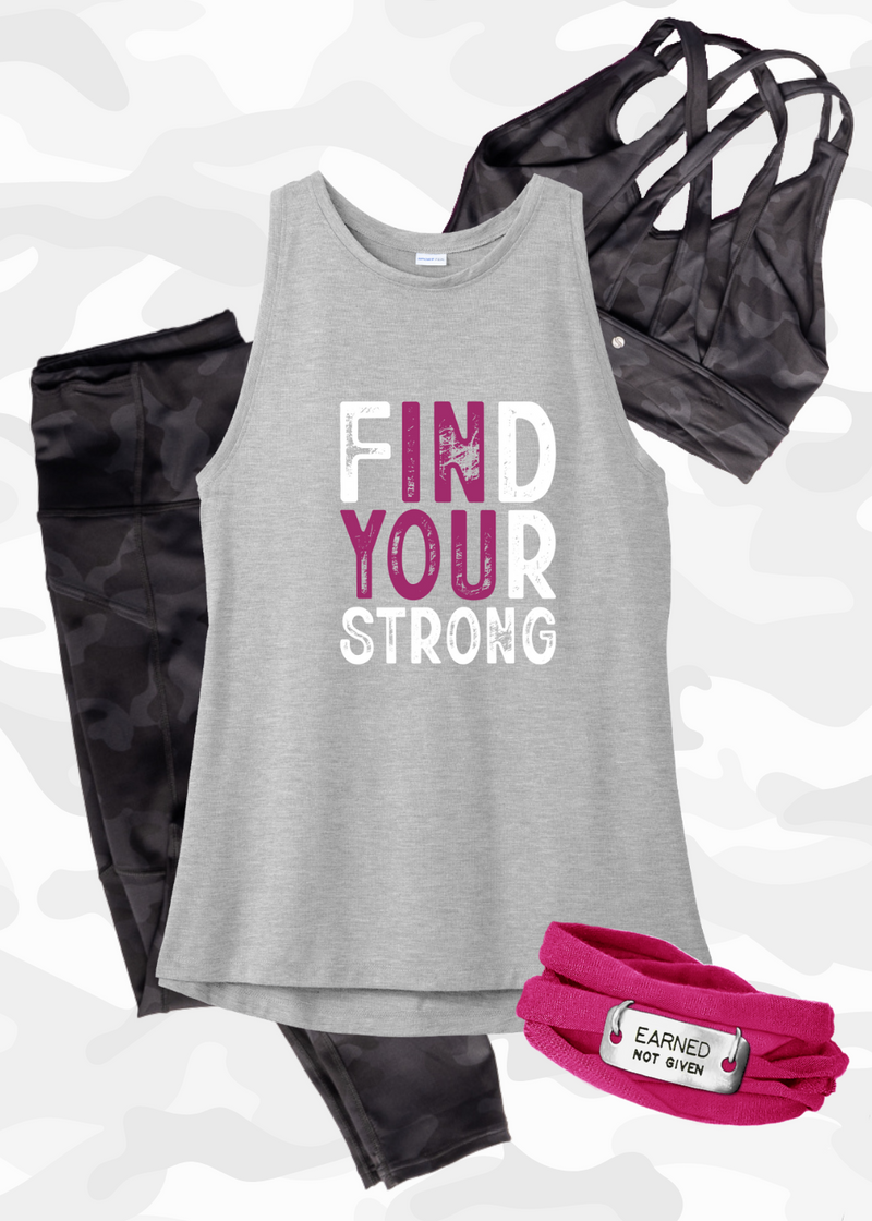 Find Your Strong Light Grey Triblend Tank